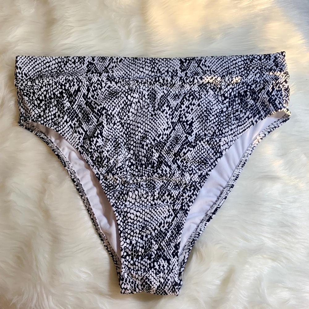 High Waist Bikini Bottom Snake Print